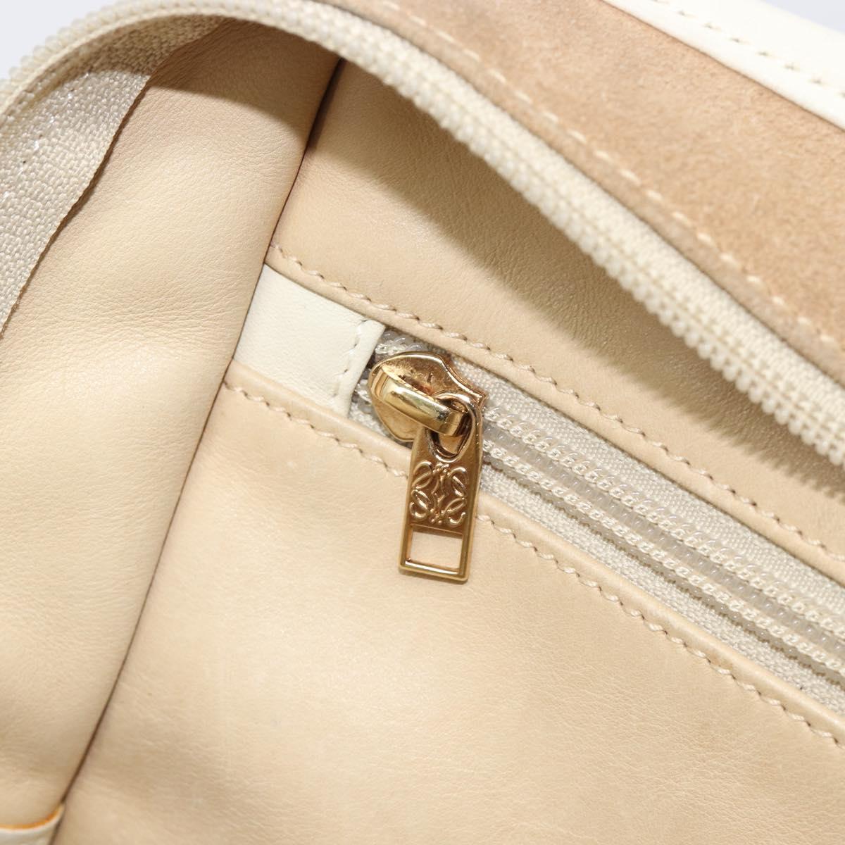 LOEWE Amazonas Hand Bag Suede Beige Gold Tone Auth 199514A