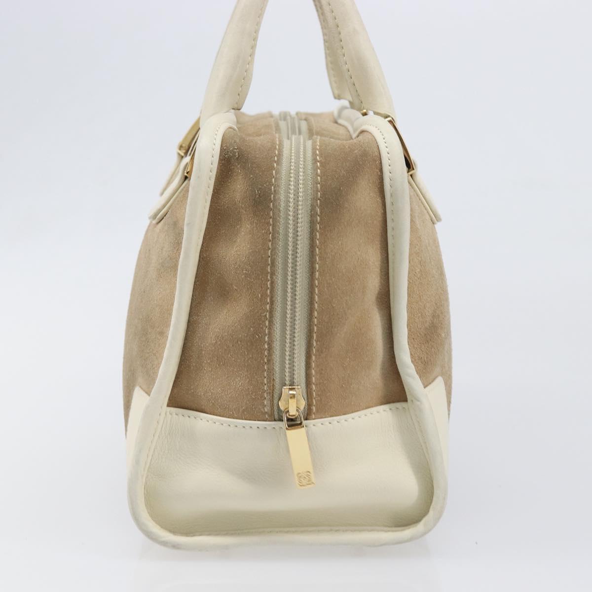 LOEWE Amazonas Hand Bag Suede Beige Gold Tone Auth 199514A