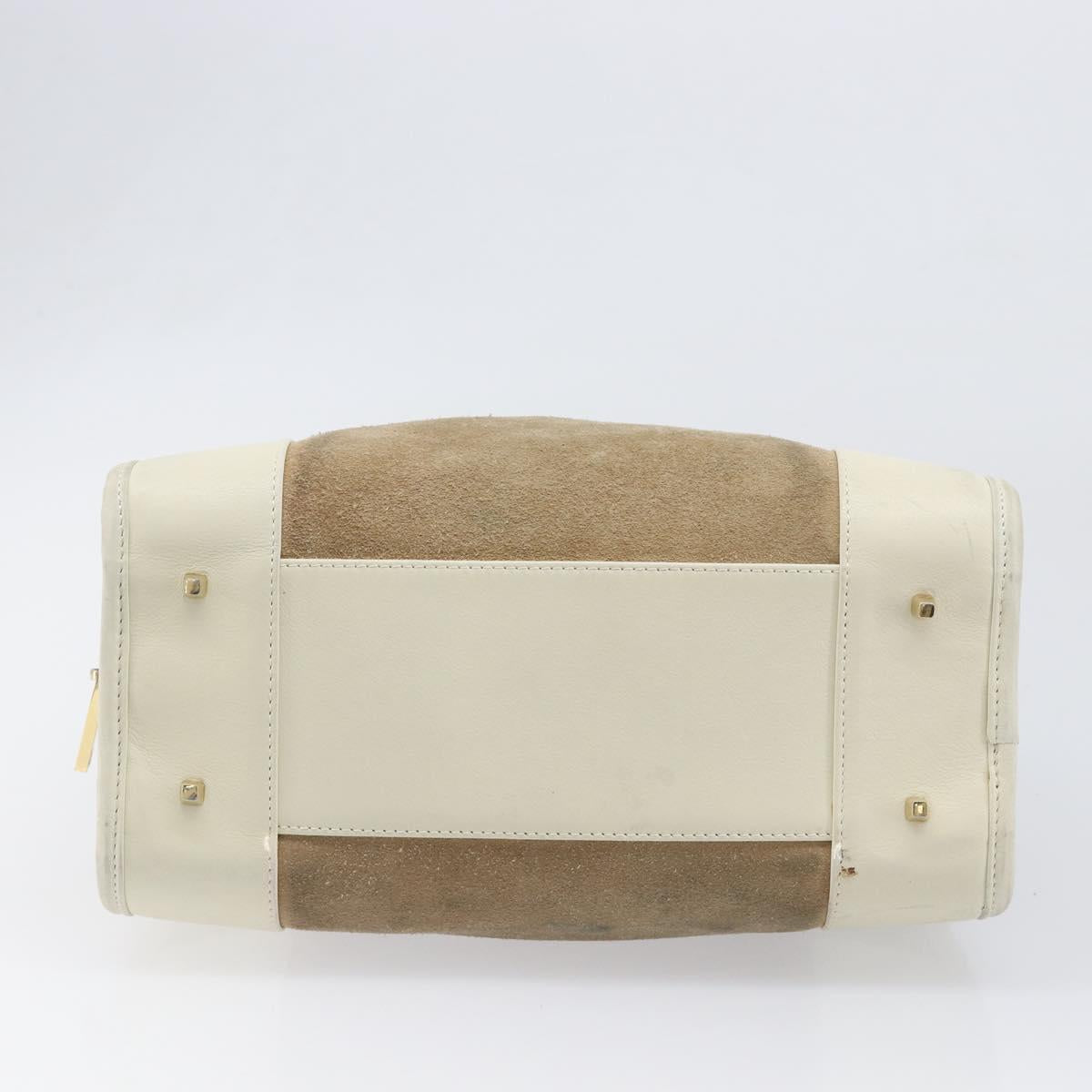 LOEWE Amazonas Hand Bag Suede Beige Gold Tone Auth 199514A