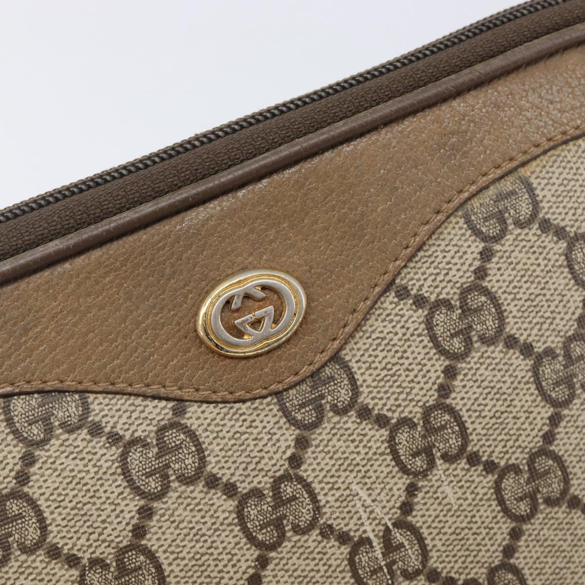 GUCCI GG Supreme Shoulder Bag PVC Beige Gold Tone 116 02 068 Auth 199516