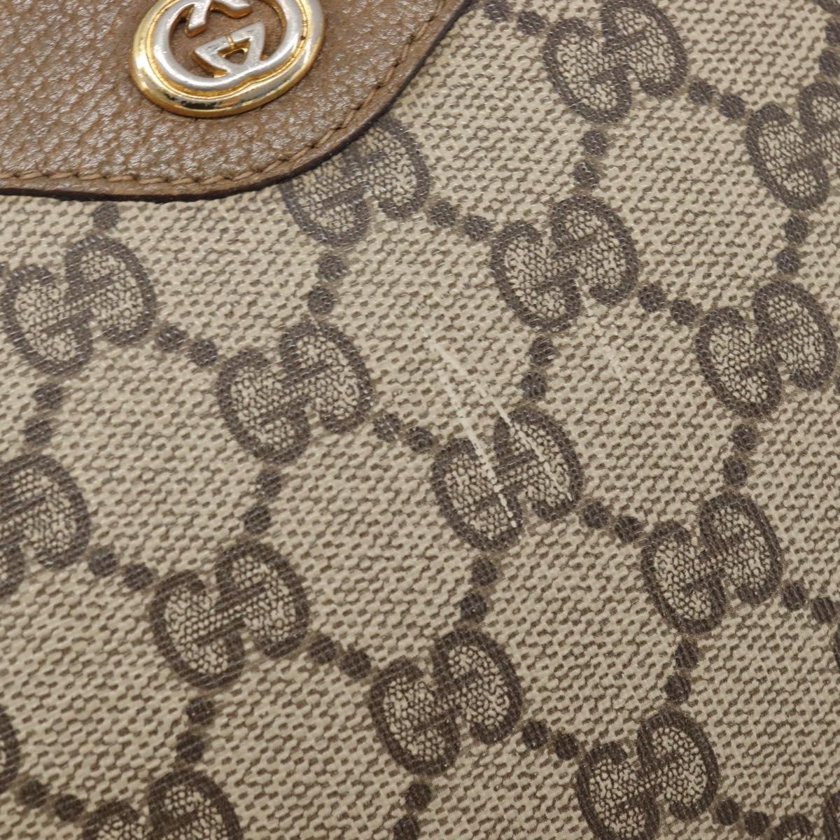 GUCCI GG Supreme Shoulder Bag PVC Beige Gold Tone 116 02 068 Auth 199516