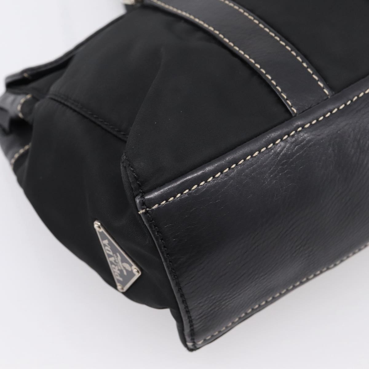 PRADA Shoulder Bag Nylon Black Silver Auth 199517V
