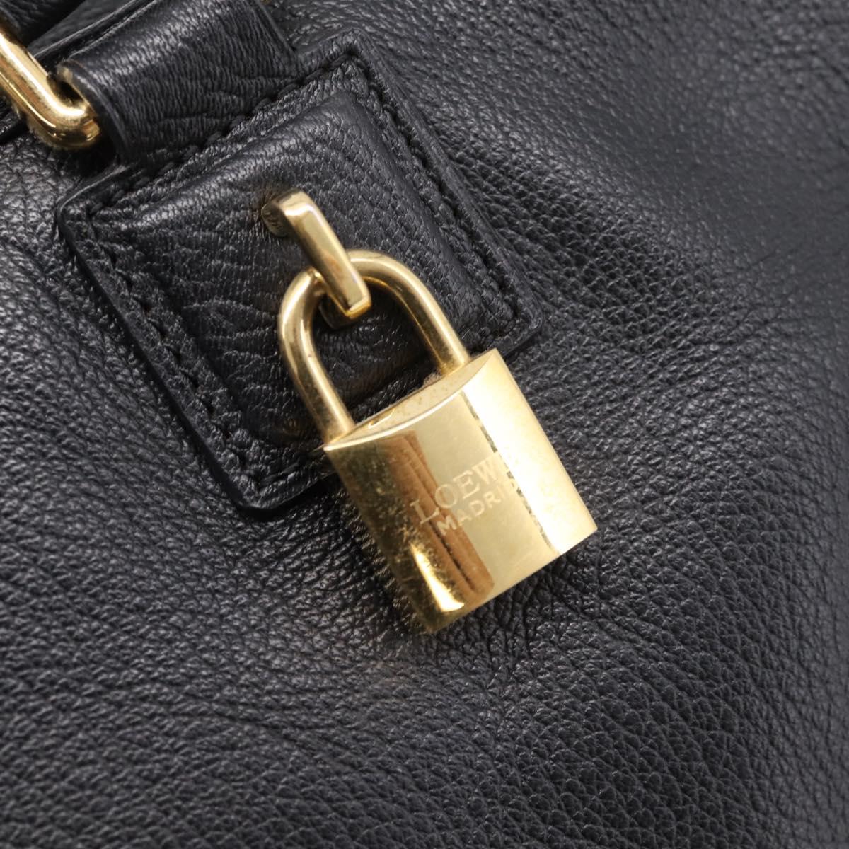 LOEWE anagram Amazona 36 Hand Bag Leather Black Gold Tone Auth 199518V