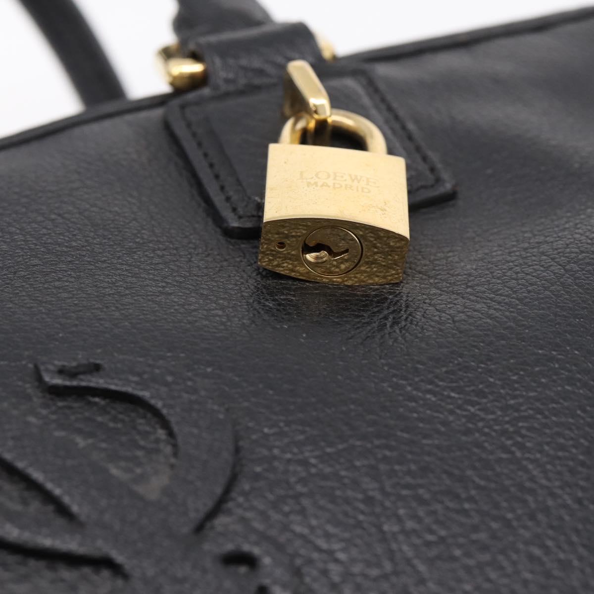 LOEWE anagram Amazona 36 Hand Bag Leather Black Gold Tone Auth 199518V
