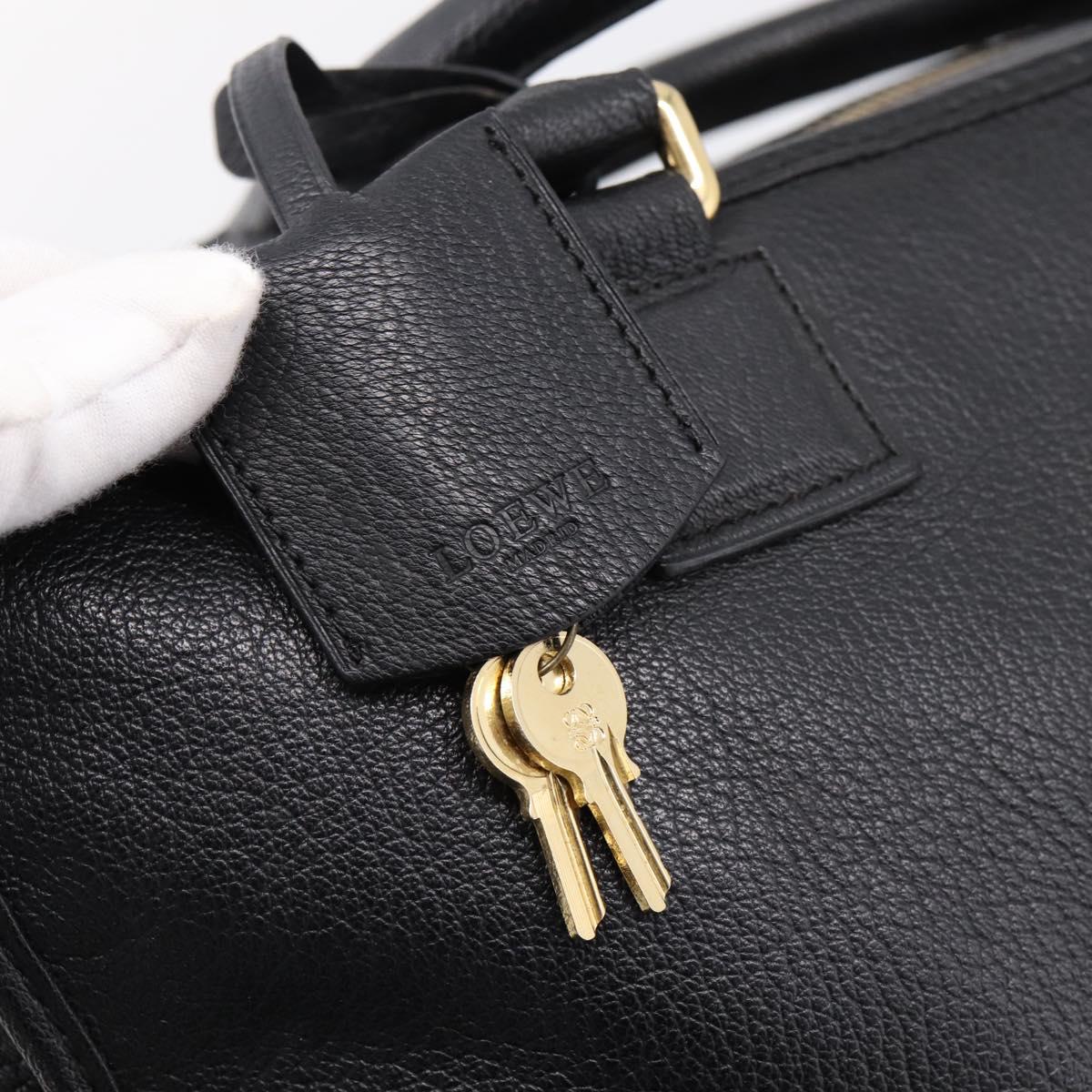 LOEWE anagram Amazona 36 Hand Bag Leather Black Gold Tone Auth 199518V