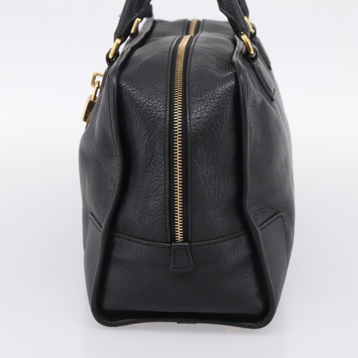 LOEWE anagram Amazona 36 Hand Bag Leather Black Gold Tone Auth 199518V
