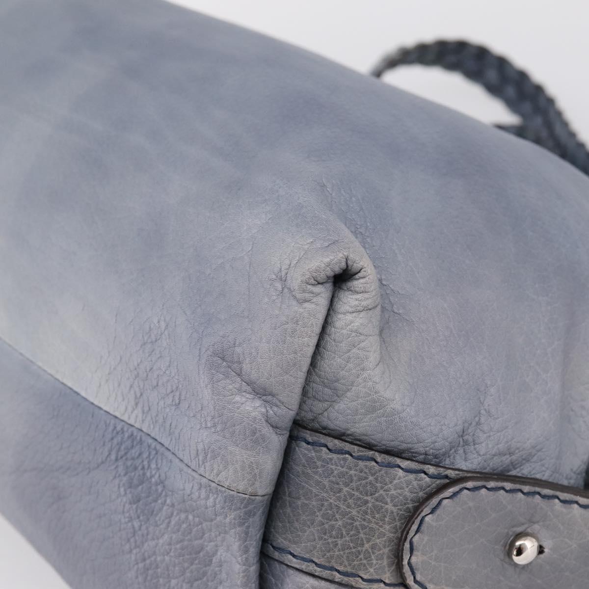 GUCCI Bamboo Shoulder Bag Leather Blue Silver 232959 Auth 199519