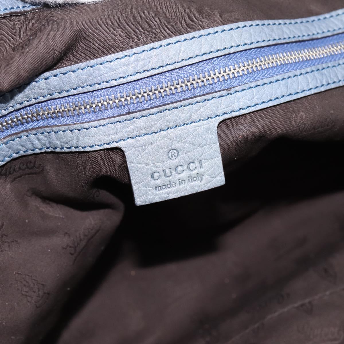 GUCCI Bamboo Shoulder Bag Leather Blue Silver 232959 Auth 199519