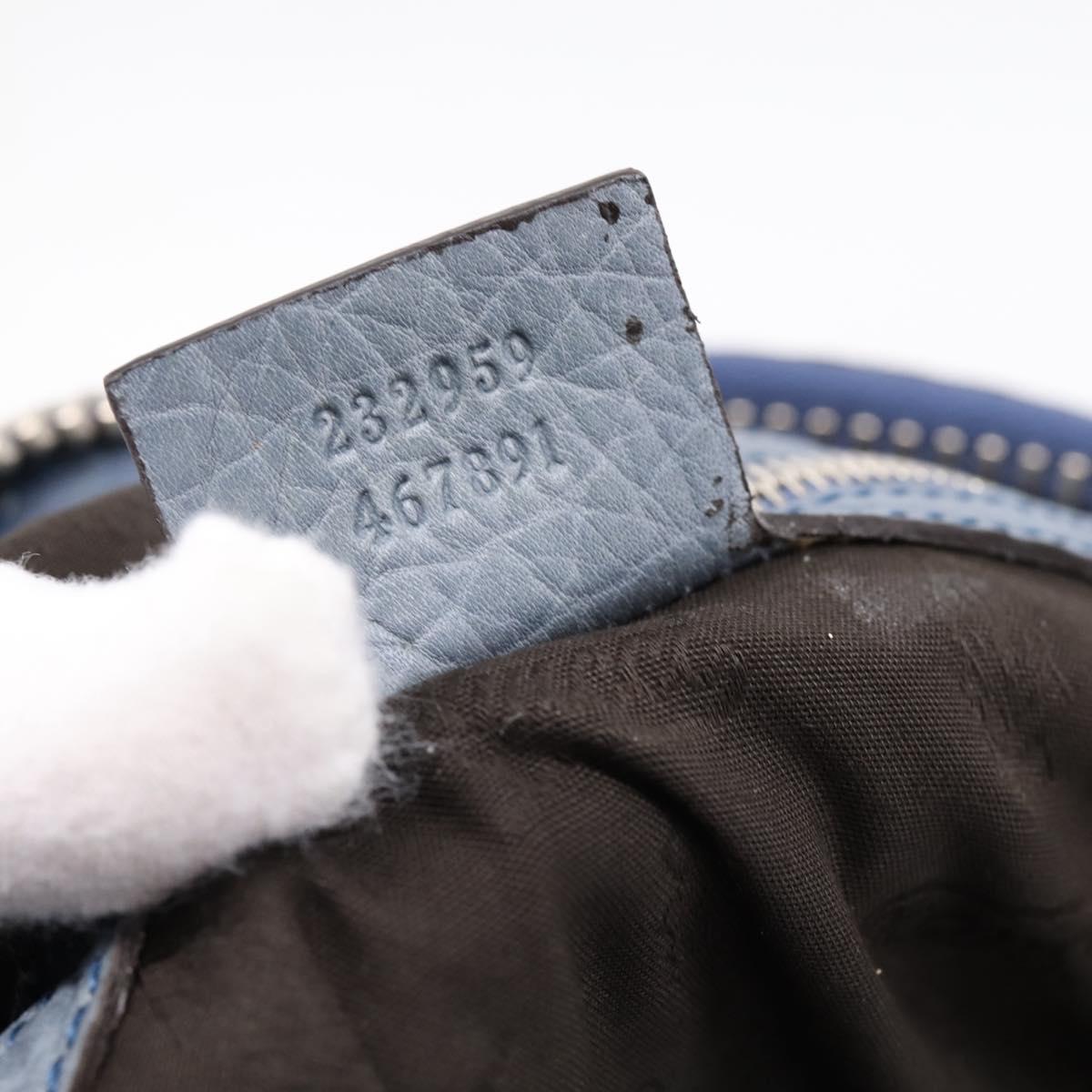 GUCCI Bamboo Shoulder Bag Leather Blue Silver 232959 Auth 199519