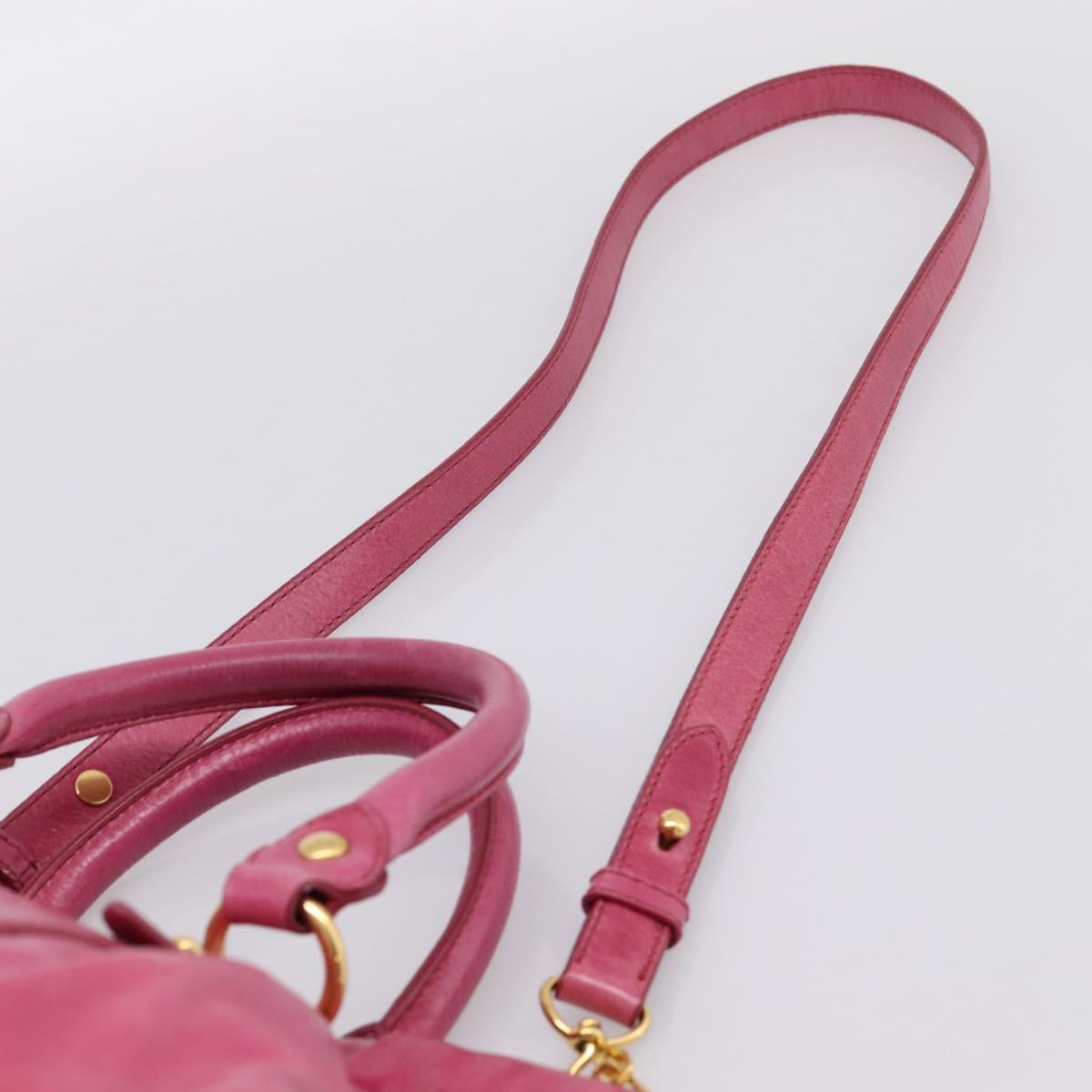 Miu Miu Hand Bag Leather 2way Pink Gold Tone Auth 199521V