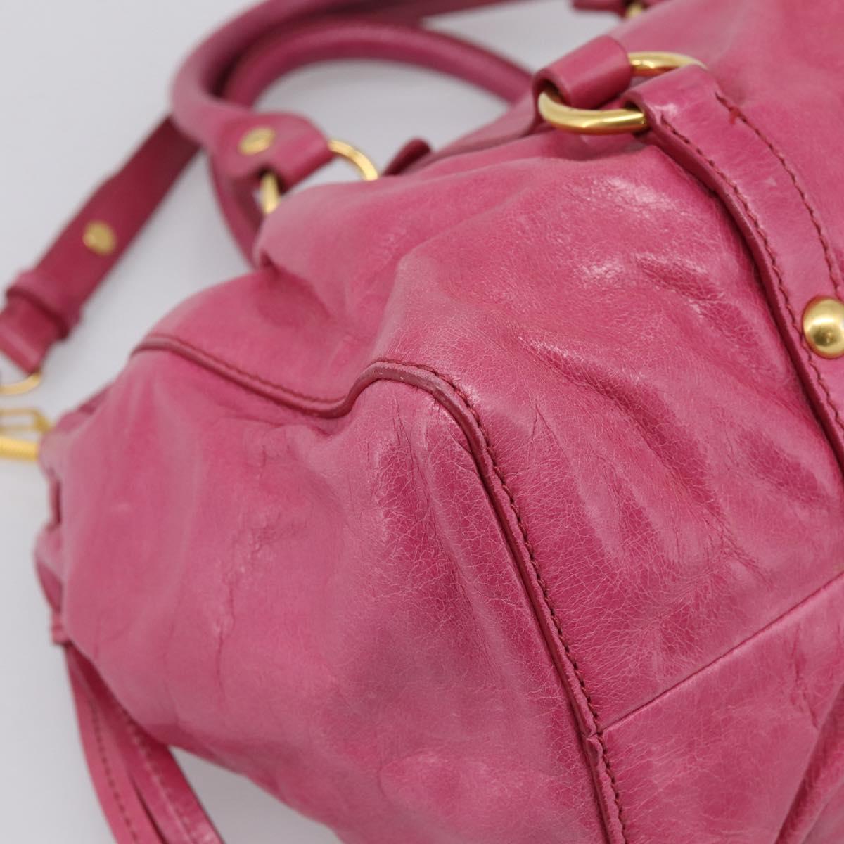 Miu Miu Hand Bag Leather 2way Pink Gold Tone Auth 199521V