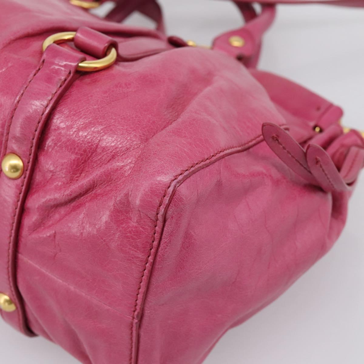 Miu Miu Hand Bag Leather 2way Pink Gold Tone Auth 199521V