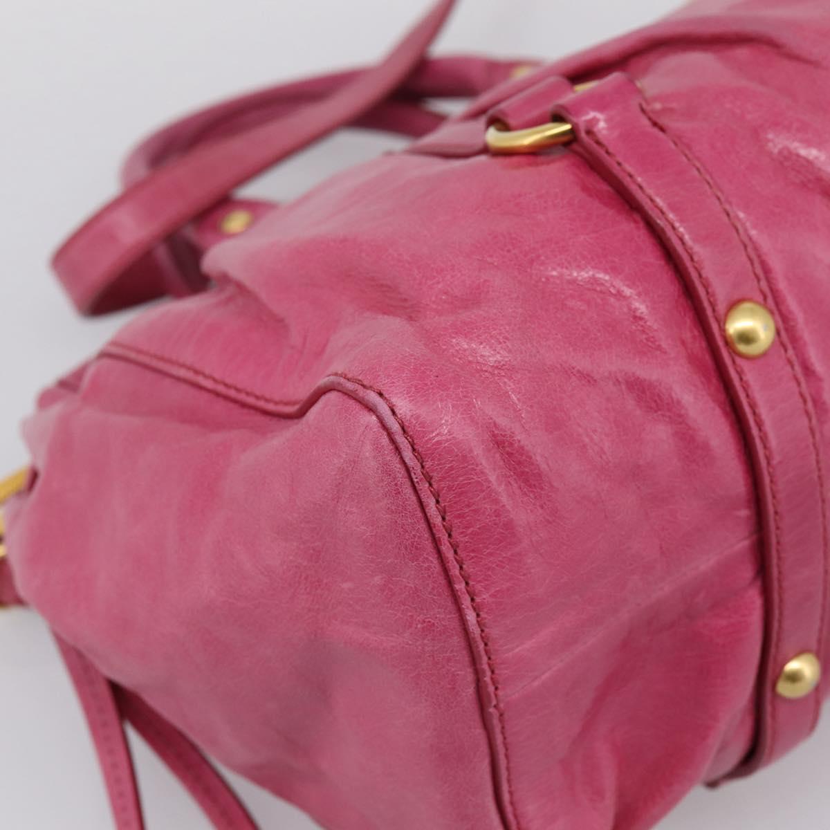 Miu Miu Hand Bag Leather 2way Pink Gold Tone Auth 199521V