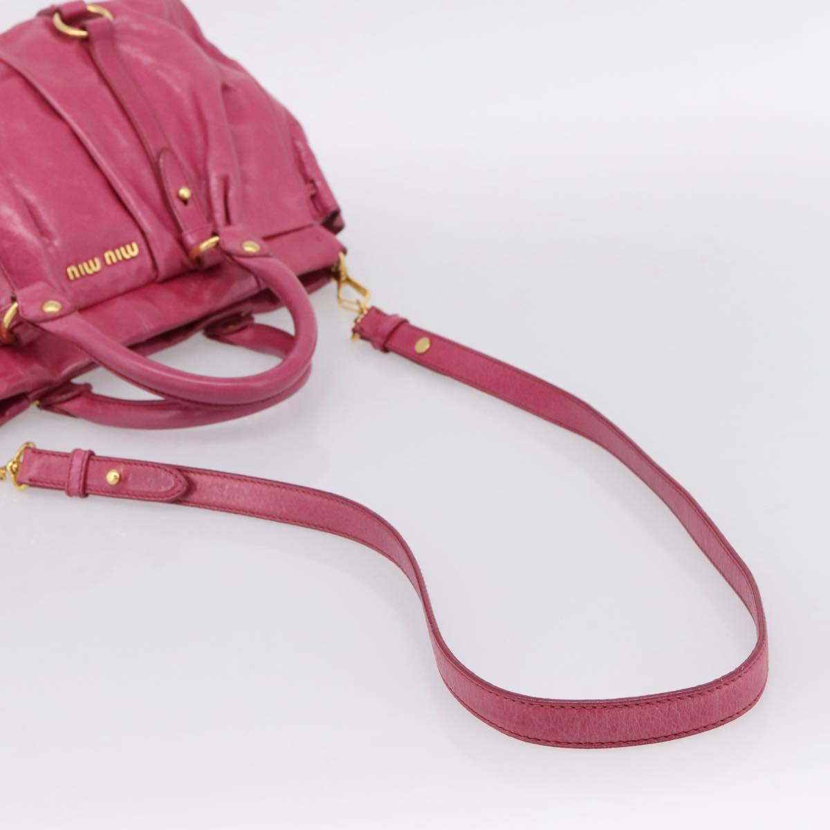 Miu Miu Hand Bag Leather 2way Pink Gold Tone Auth 199521V