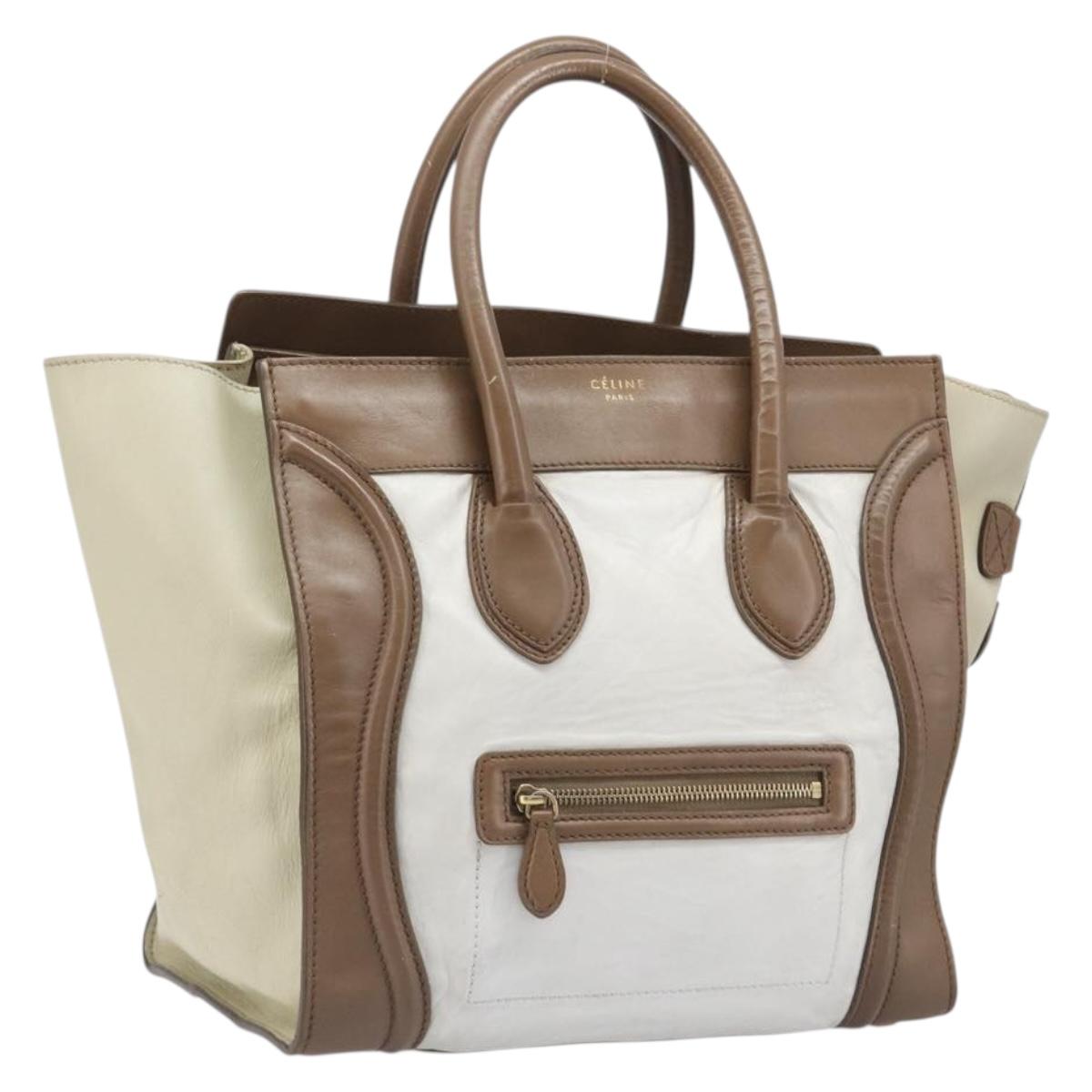 CELINE Luggage Mini Shopper Hand Bag Leather Brown Gold Tone Auth 199523A