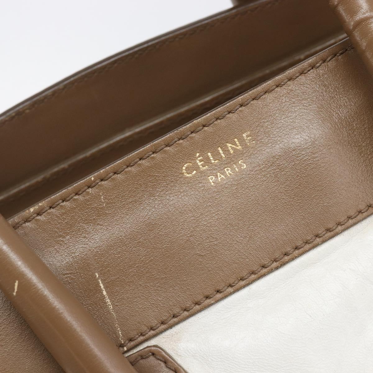 CELINE Luggage Mini Shopper Hand Bag Leather Brown Gold Tone Auth 199523A