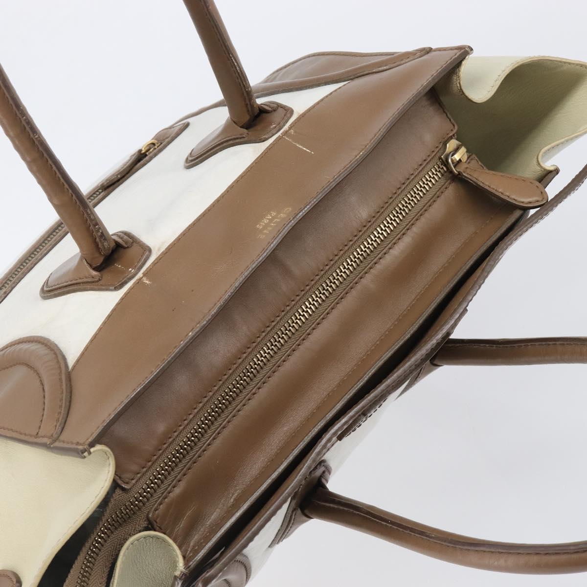 CELINE Luggage Mini Shopper Hand Bag Leather Brown Gold Tone Auth 199523A