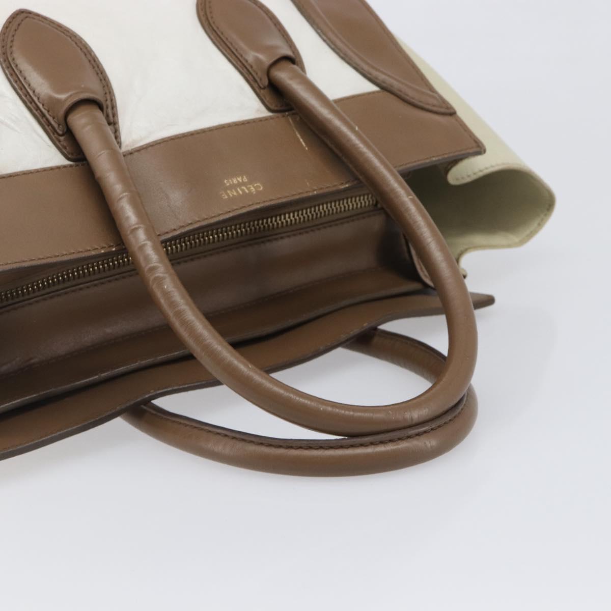 CELINE Luggage Mini Shopper Hand Bag Leather Brown Gold Tone Auth 199523A