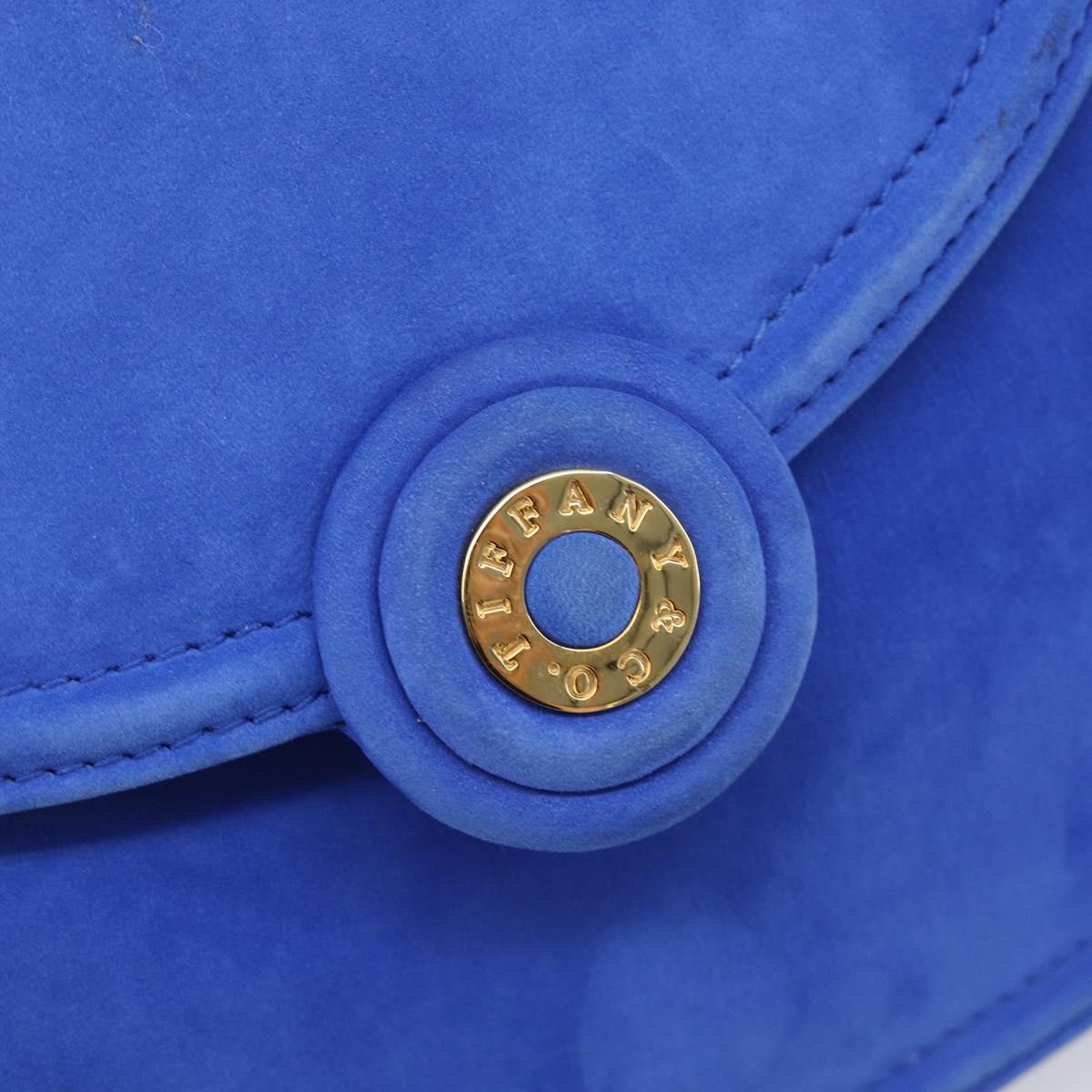 TIFFANY&Co. Chain Shoulder Bag Suede Blue Gold Tone Auth 199524V