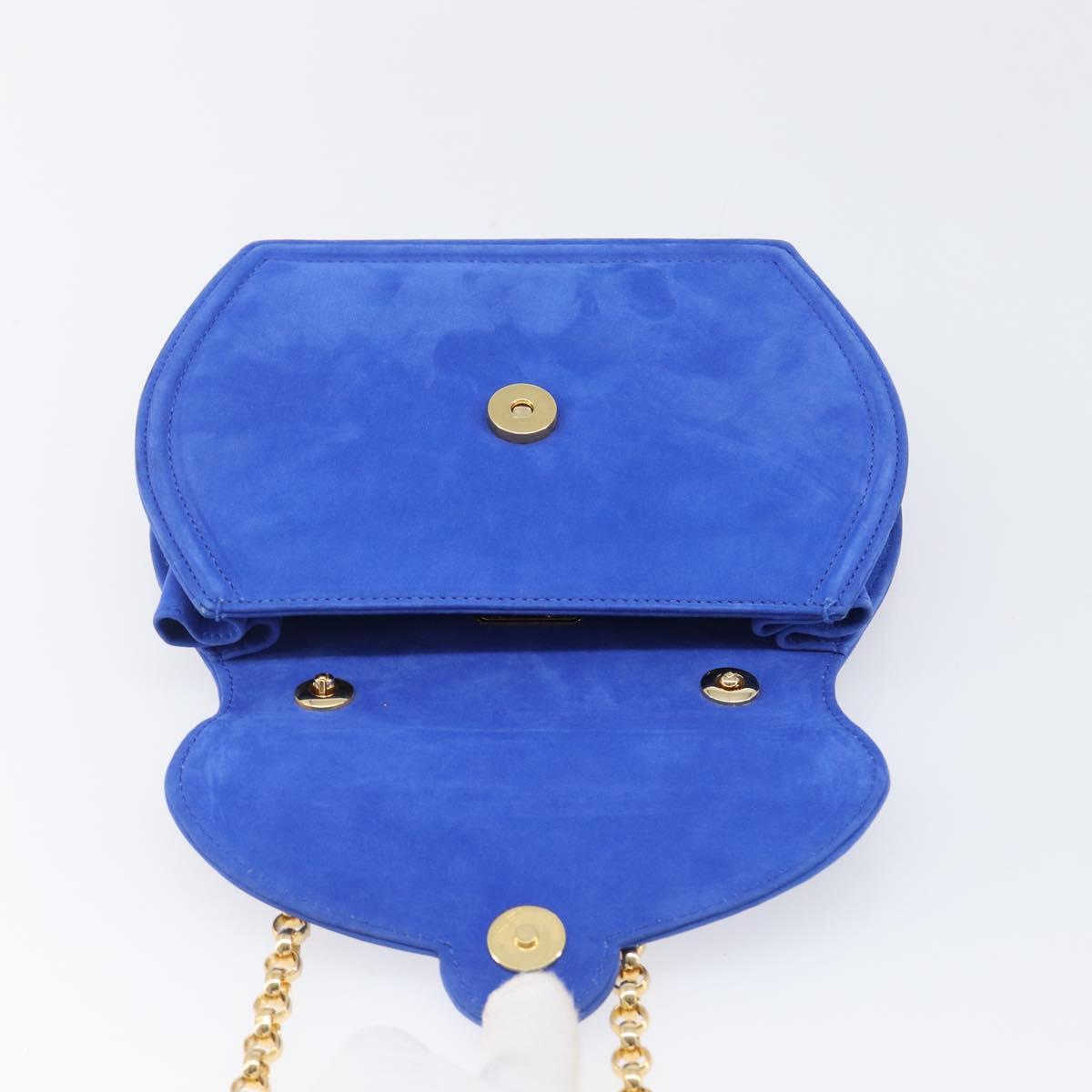 TIFFANY&Co. Chain Shoulder Bag Suede Blue Gold Tone Auth 199524V