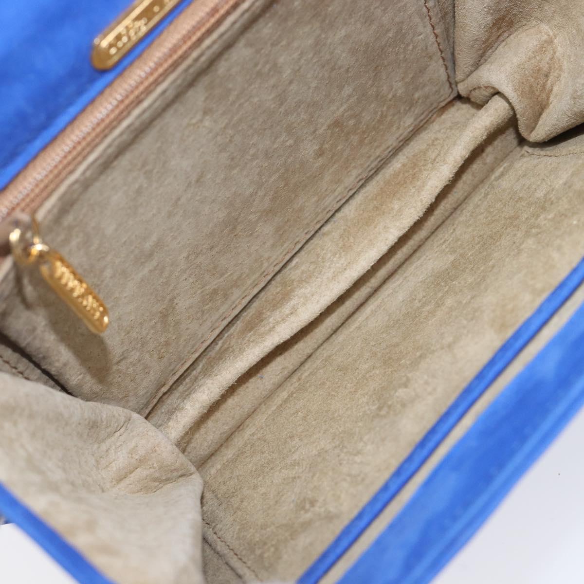 TIFFANY&Co. Chain Shoulder Bag Suede Blue Gold Tone Auth 199524V