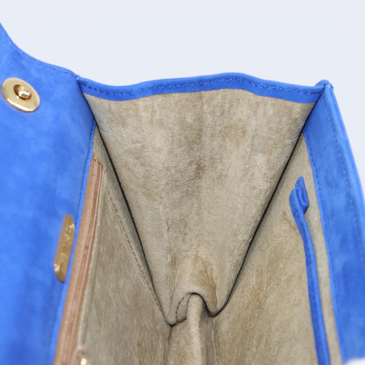 TIFFANY&Co. Chain Shoulder Bag Suede Blue Gold Tone Auth 199524V