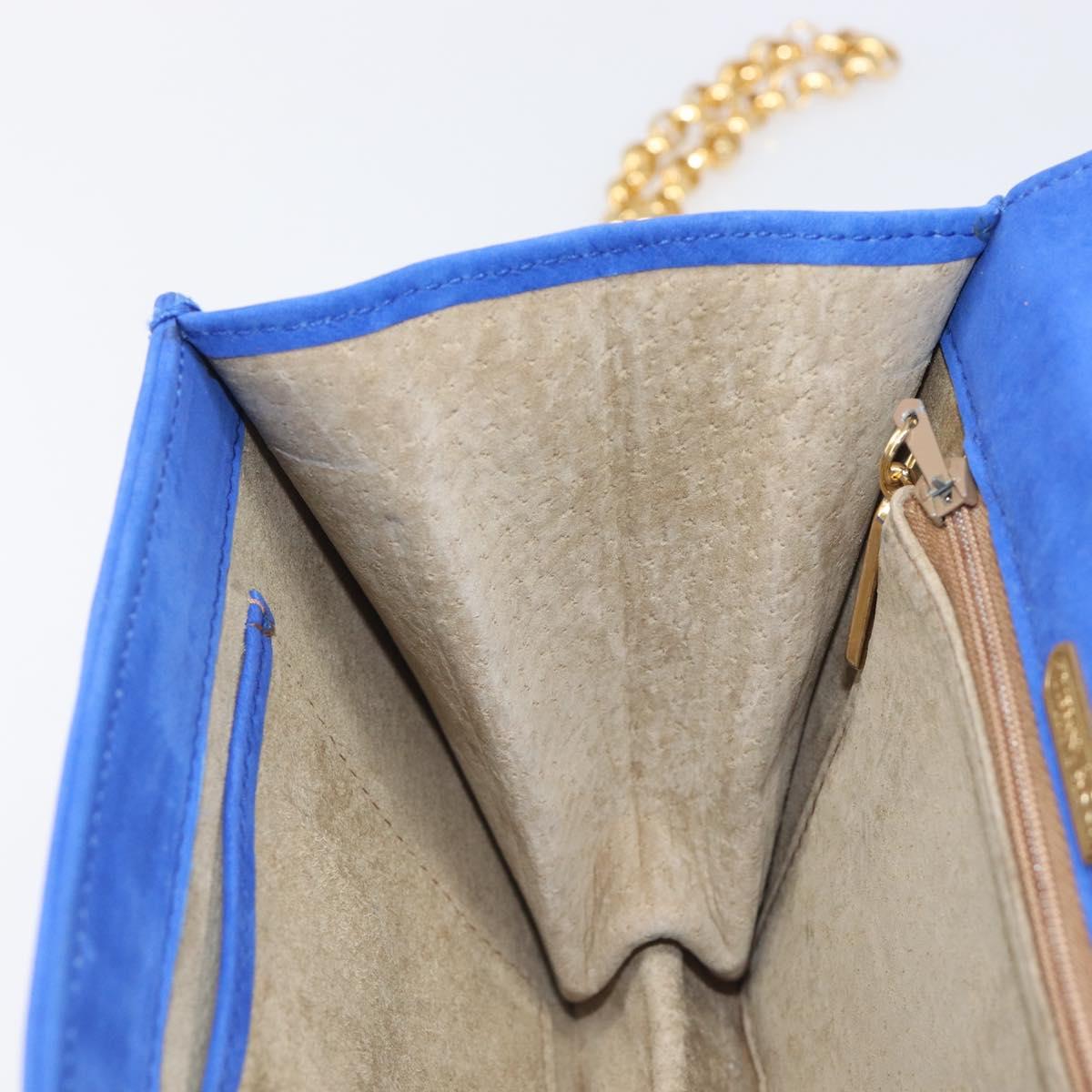 TIFFANY&Co. Chain Shoulder Bag Suede Blue Gold Tone Auth 199524V