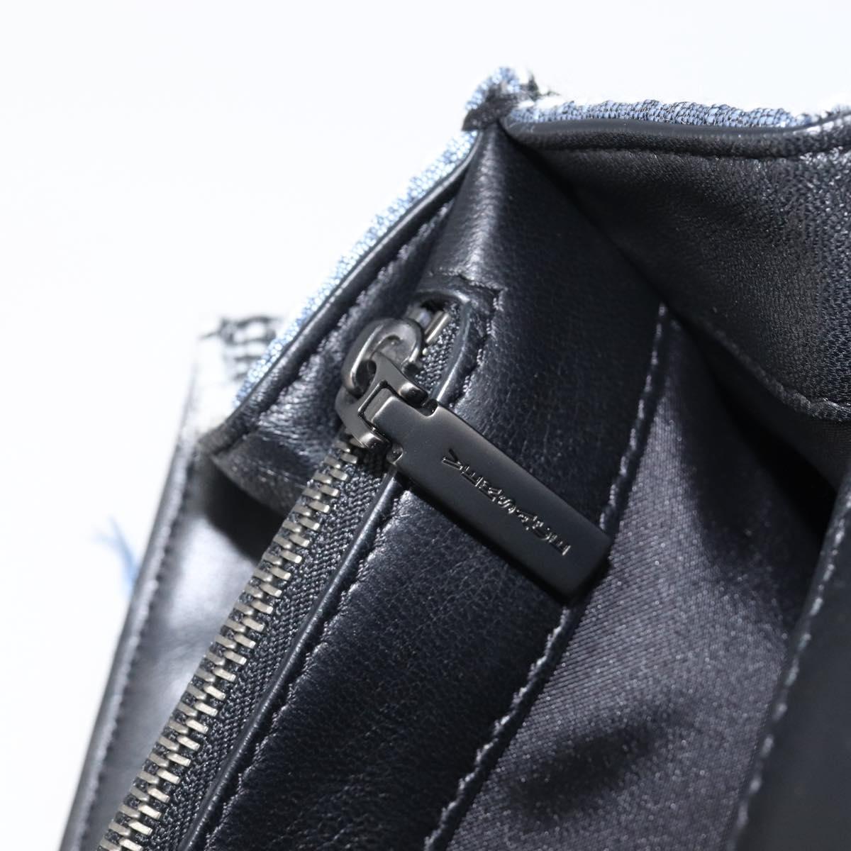 VERSACE Palazzo Sultan Chain Shoulder Bag Leather Black Blue Auth 199526V