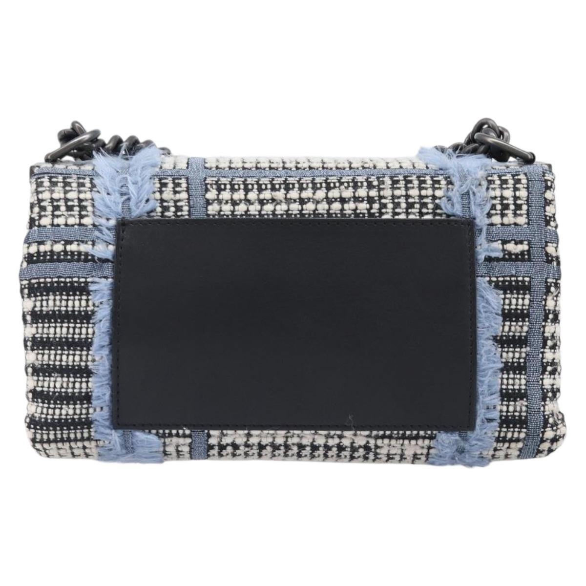 VERSACE Palazzo Sultan Chain Shoulder Bag Leather Black Blue Auth 199526V