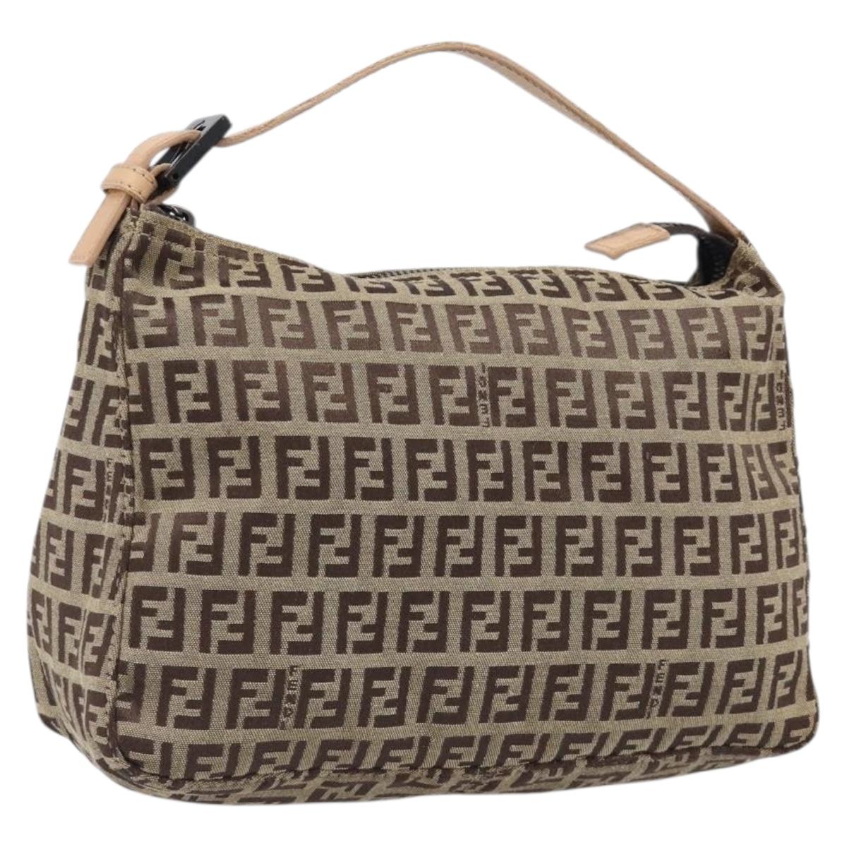 FENDI Zucchino Canvas Hand Bag Beige 8N000S Auth 199528A