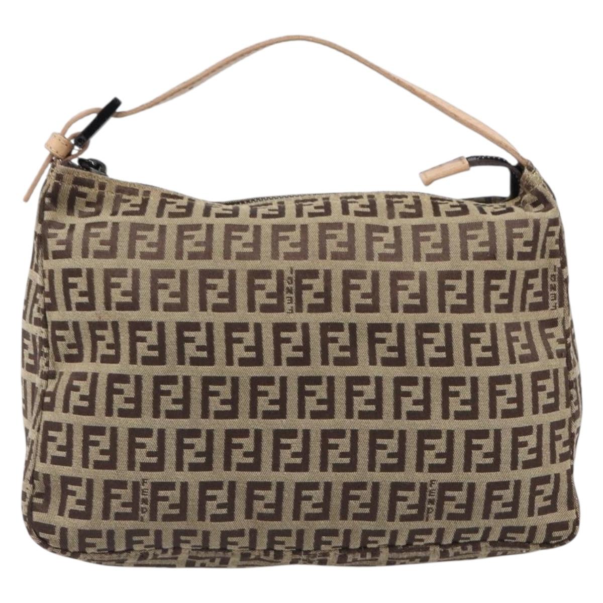 FENDI Zucchino Canvas Hand Bag Beige 8N000S Auth 199528A
