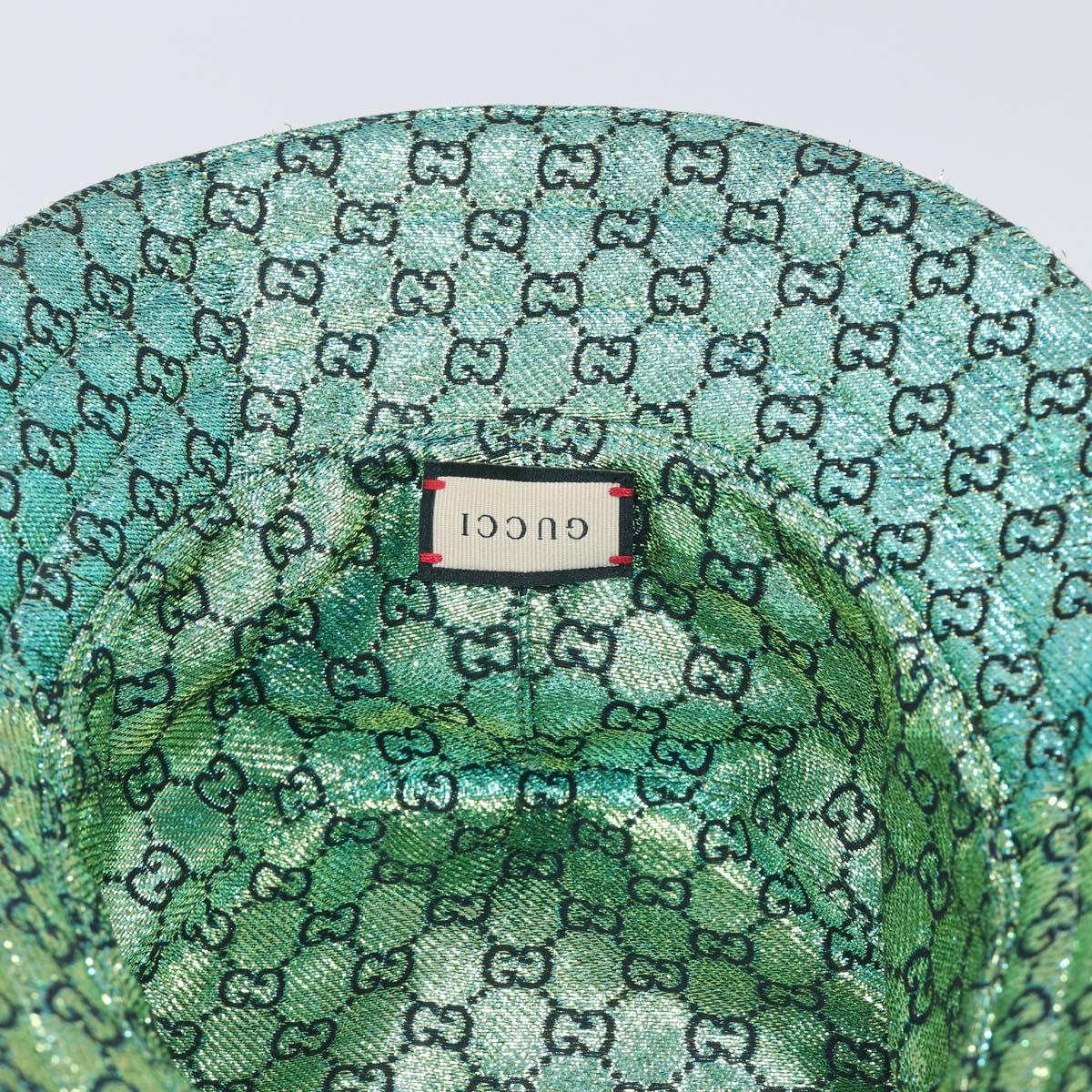 GUCCI GG Bucket Hat Reversible Cotton Green Blue Auth 199532V