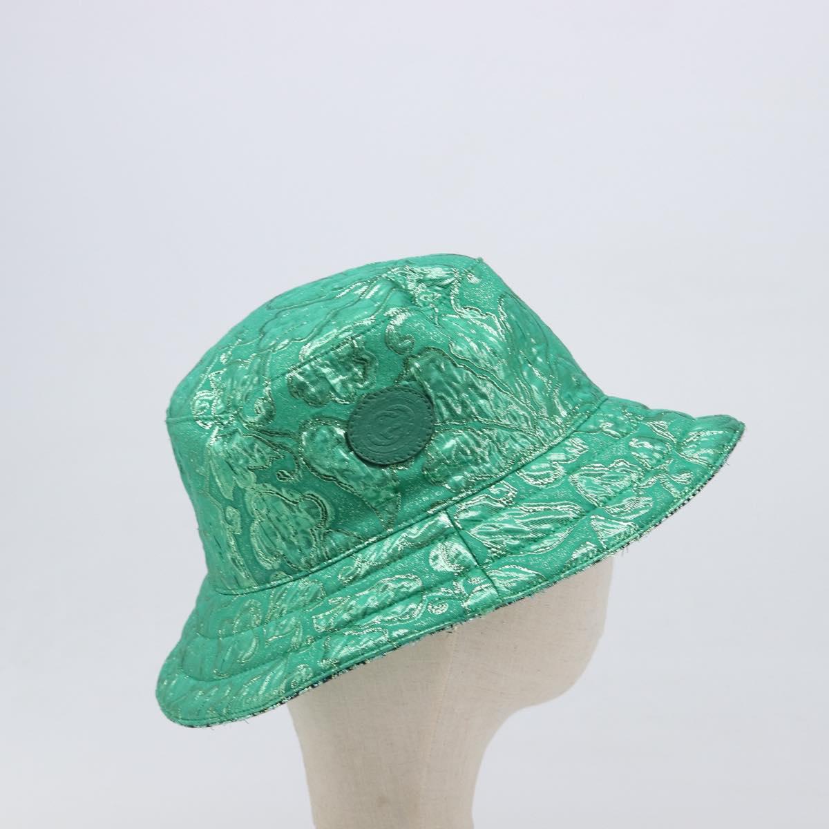 GUCCI GG Bucket Hat Reversible Cotton Green Blue Auth 199532V