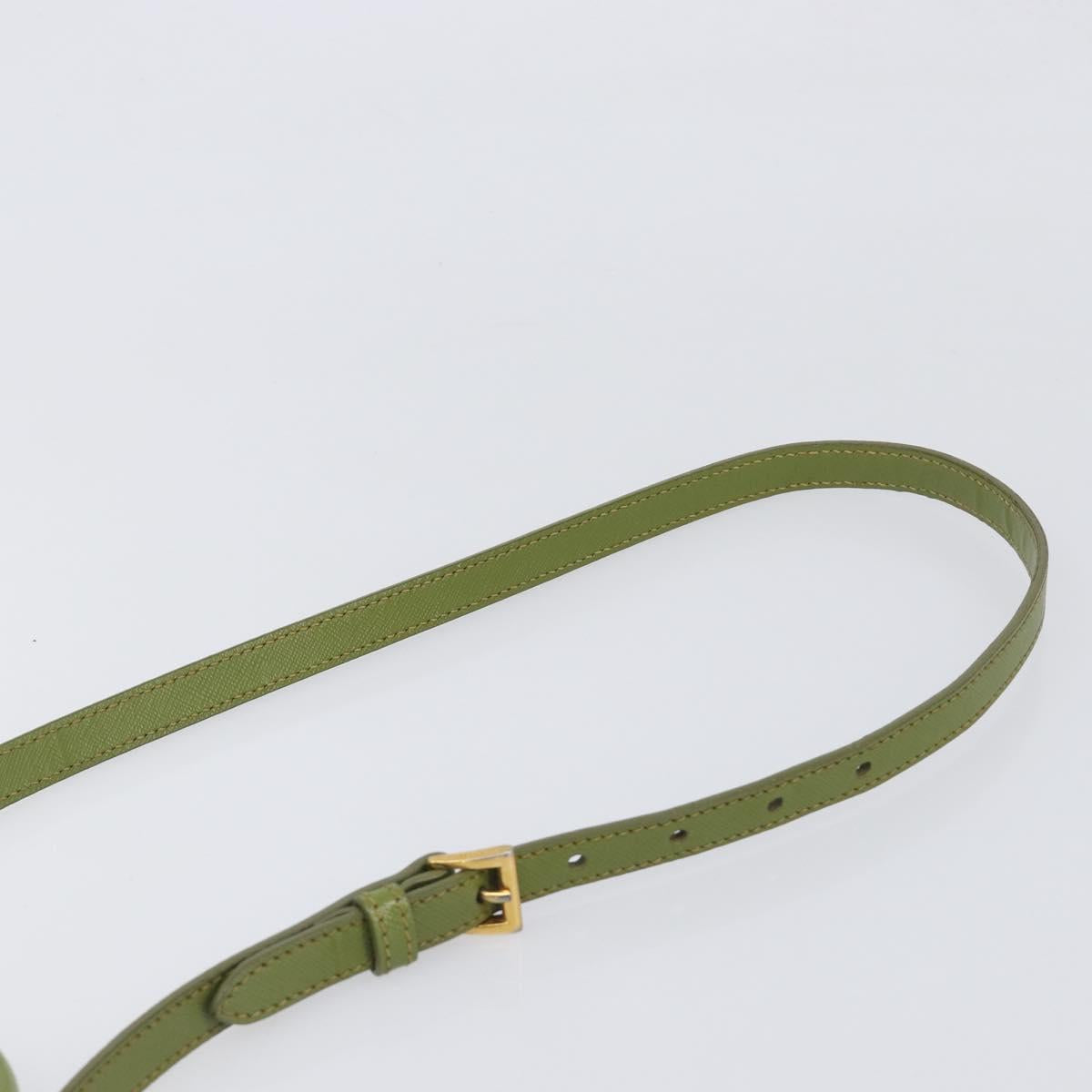 PRADA Galleria Hand Bag Saffiano 2way Green Gold Tone Auth 199533A