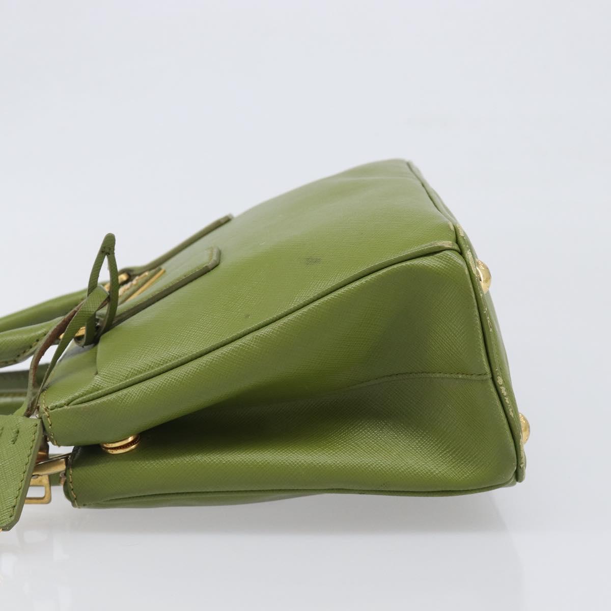 PRADA Galleria Hand Bag Saffiano 2way Green Gold Tone Auth 199533A