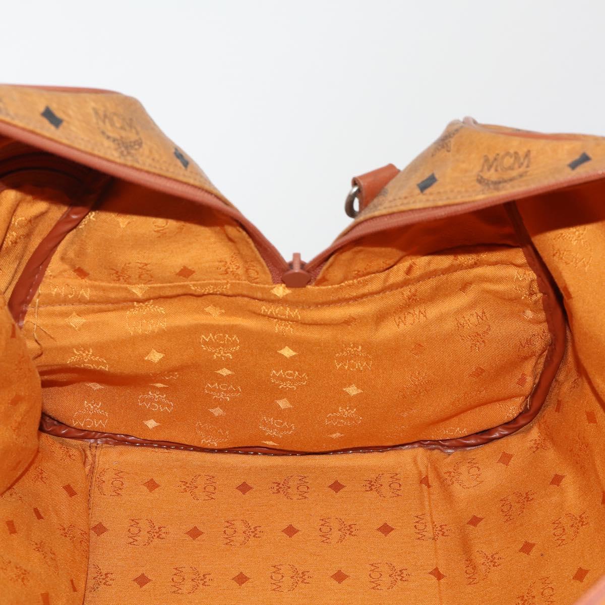 MCM Vicetos Boston Bag PVC Leather 2way Brown Gold Tone Auth 199534