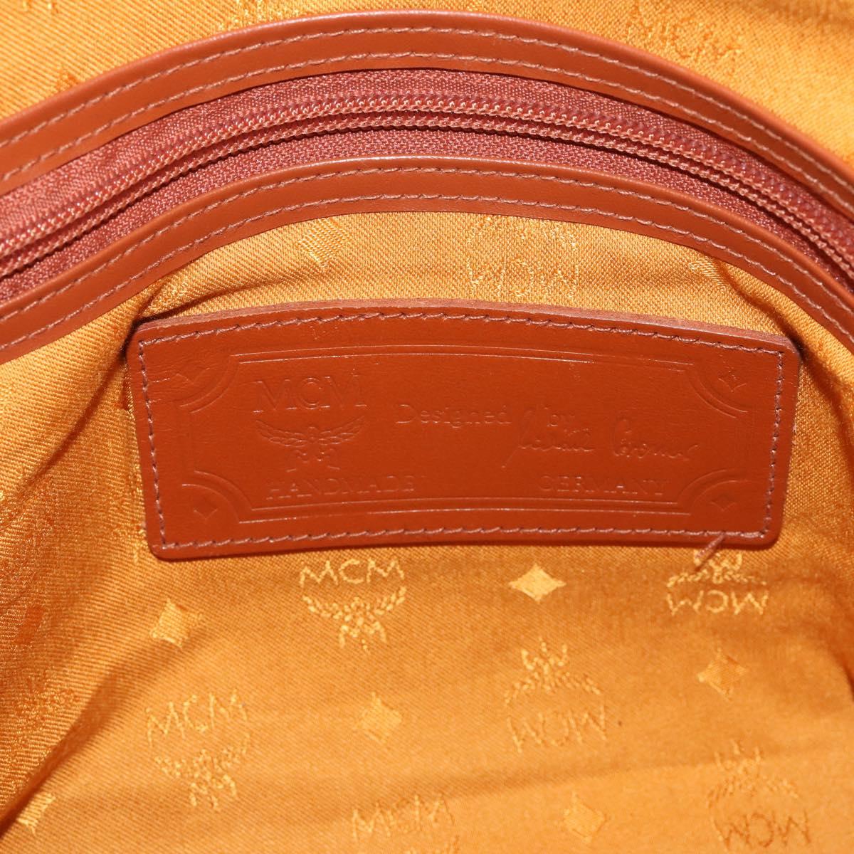 MCM Vicetos Boston Bag PVC Leather 2way Brown Gold Tone Auth 199534