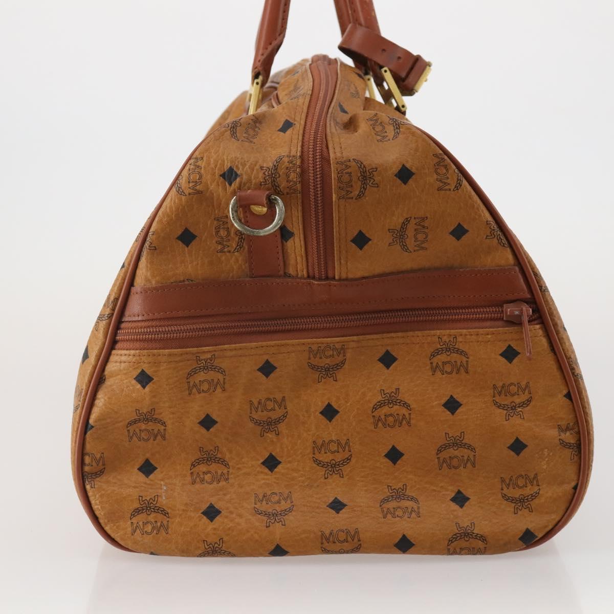 MCM Vicetos Boston Bag PVC Leather 2way Brown Gold Tone Auth 199534