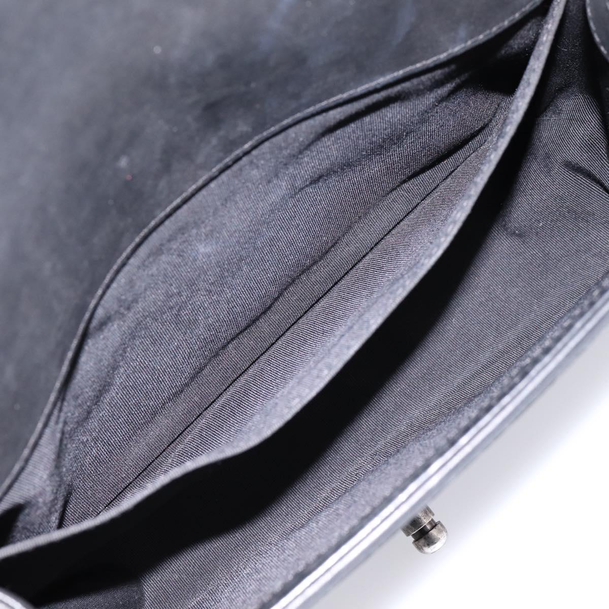 CHANEL Boy Chanel Matelasse Chain Bag Calf Skin Black Silver CC Auth 199543M
