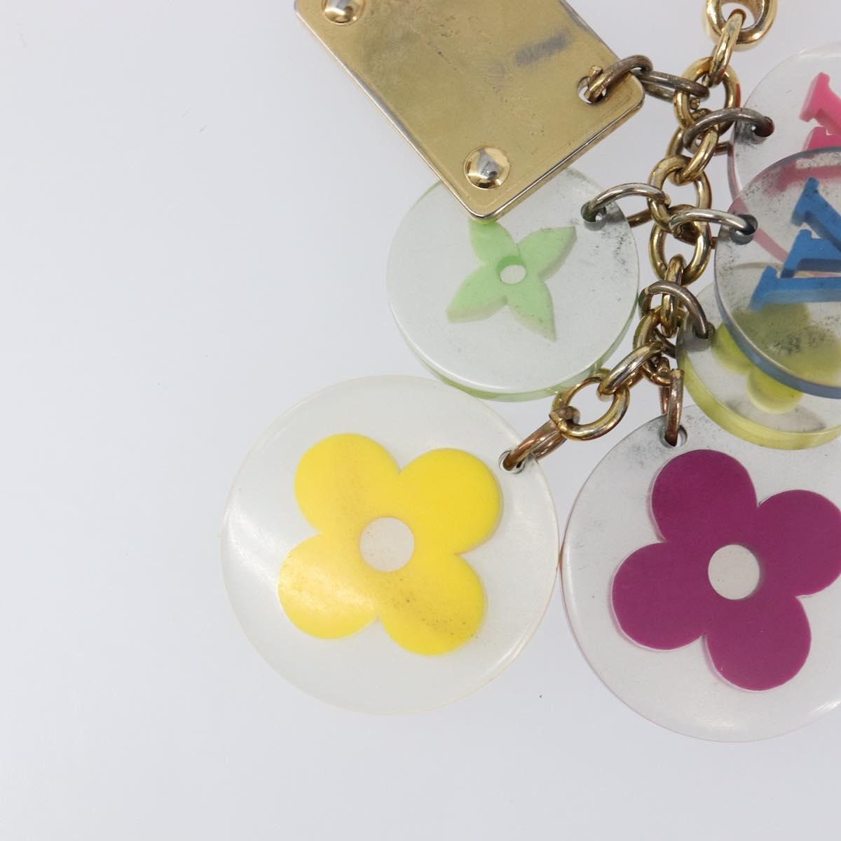 LOUIS VUITTON Porte Cles Fleur Key Holder metal Gold Tone M60046 LV Auth 199546