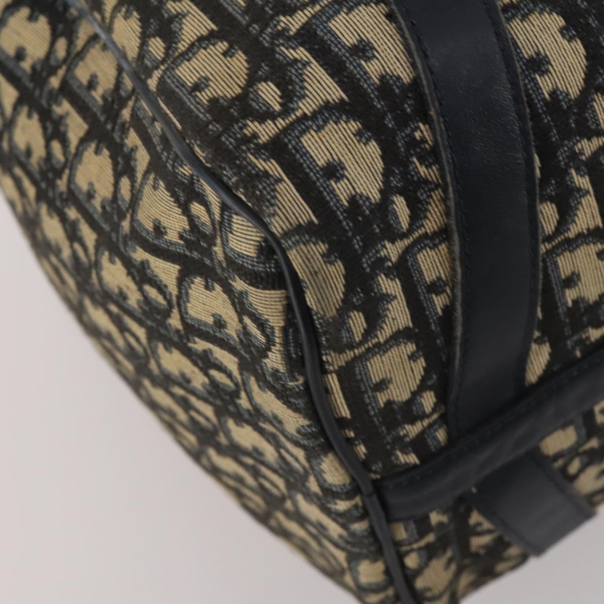 Christian Dior Trotter Canvas Boston Bag Navy Silver Auth 199570