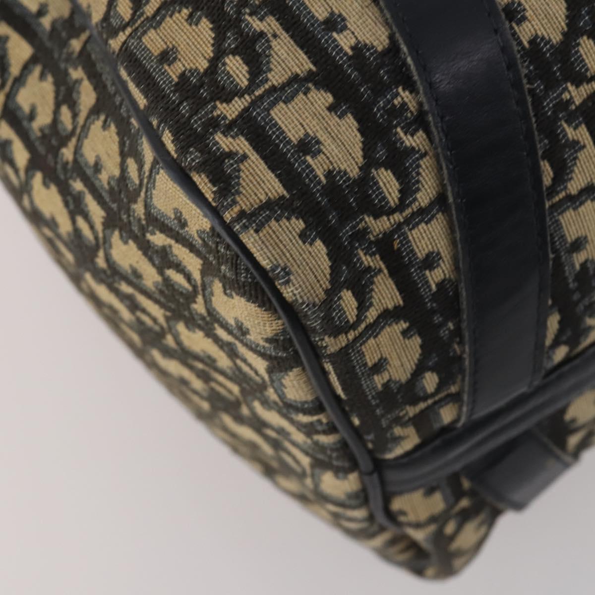 Christian Dior Trotter Canvas Boston Bag Navy Silver Auth 199570