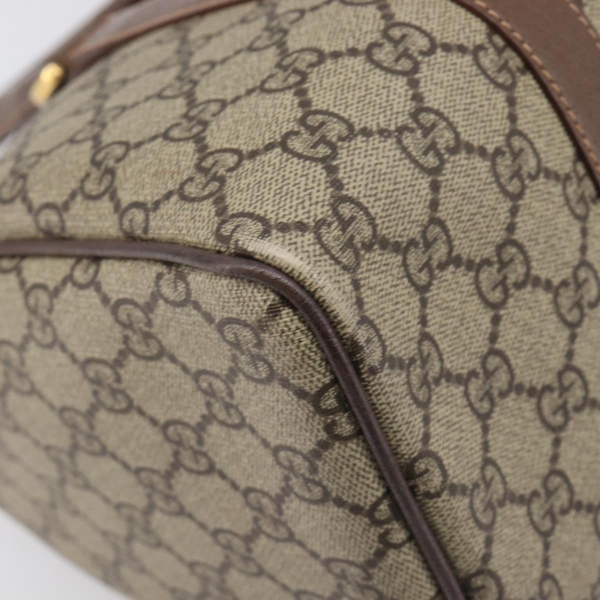 GUCCI GG Supreme Boston Bag PVC Beige Gold 001 39 6842 Auth 199571