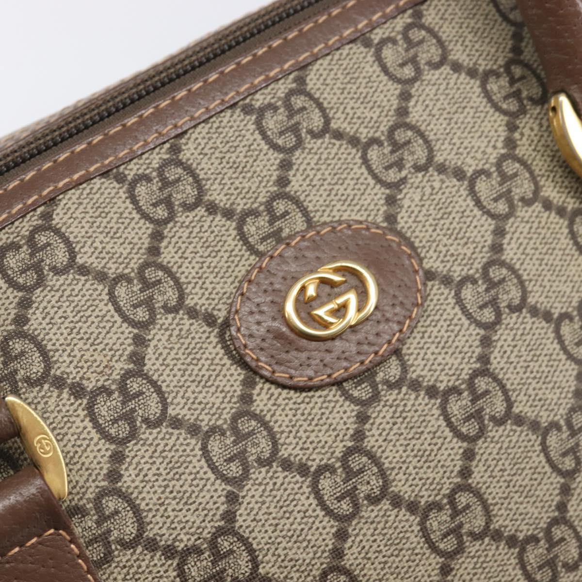 GUCCI GG Supreme Boston Bag PVC Beige Gold 001 39 6842 Auth 199571