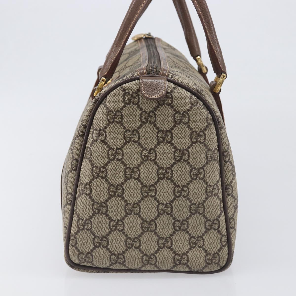GUCCI GG Supreme Boston Bag PVC Beige Gold 001 39 6842 Auth 199571