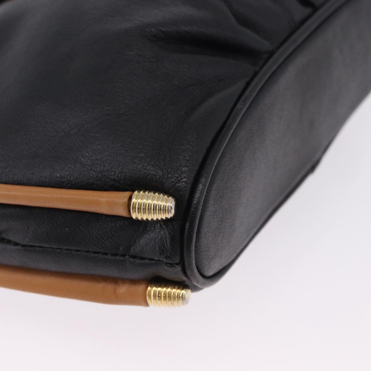 SAINT LAURENT Shoulder Bag Leather Black Gold Auth 199576A
