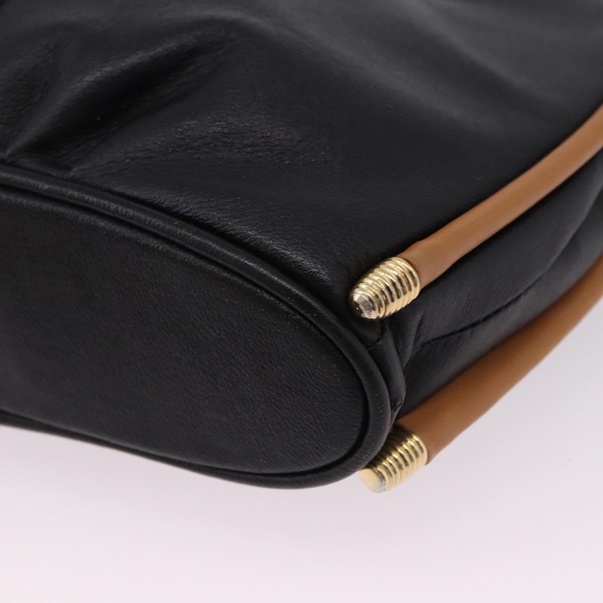 SAINT LAURENT Shoulder Bag Leather Black Gold Auth 199576A