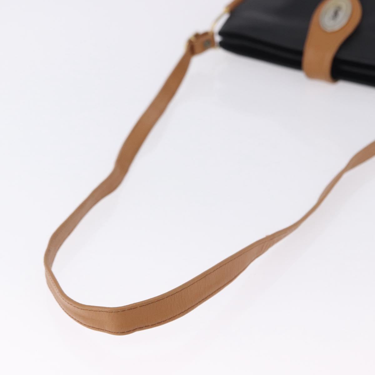 SAINT LAURENT Shoulder Bag Leather Black Gold Auth 199576A