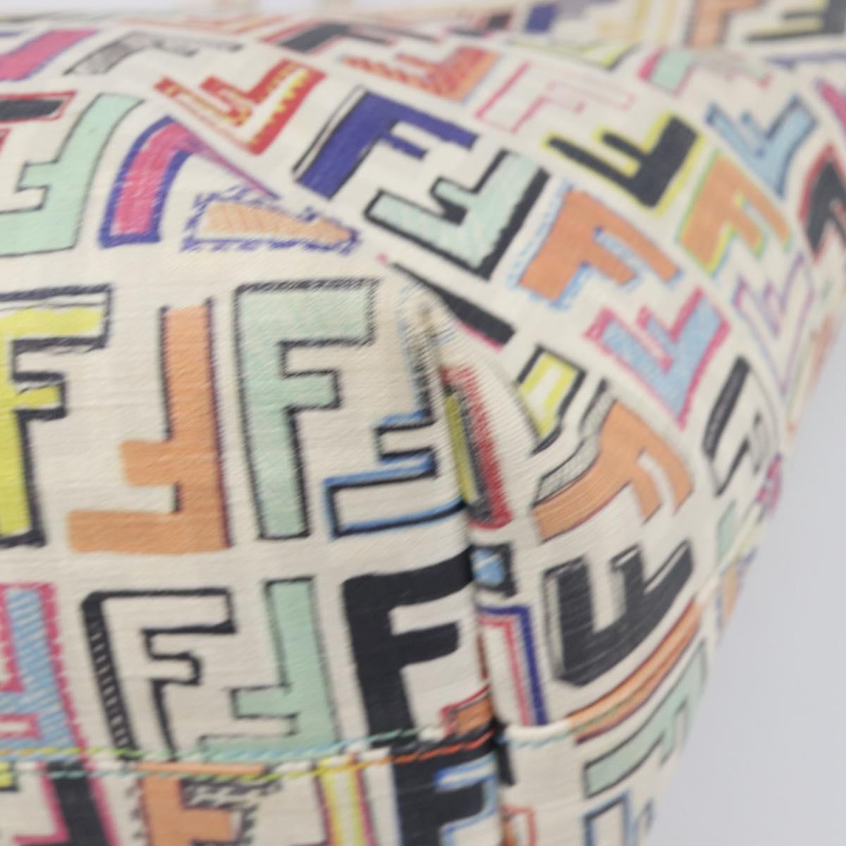 FENDI Zucca Canvas Tote Bag PVC Multicolor Gold Auth 199579A