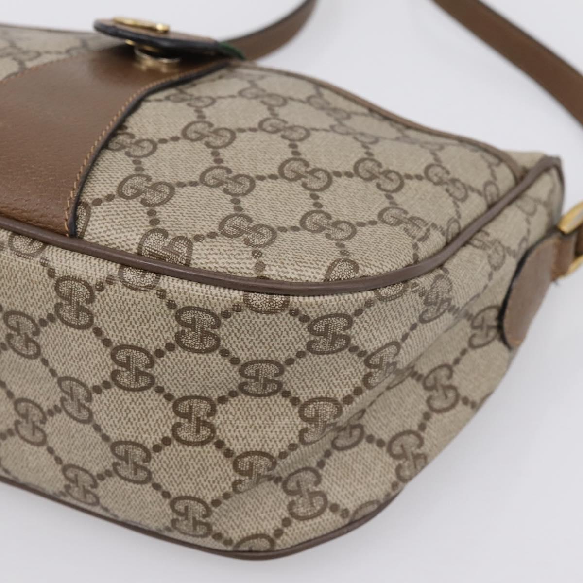 GUCCI GG Supreme Web Sherry Line Bag PVC Beige Gold 89 02 032 Auth 199582